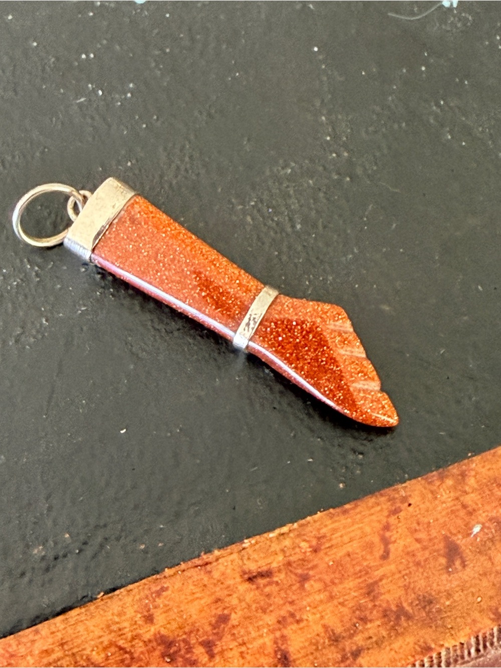 Vintage sandstone Mano Fico pendant with sterling silver accents